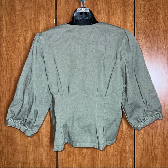 Oat & Fork Green Fitted Cropped Blazer Jacket Medium - Picture 3 of 4